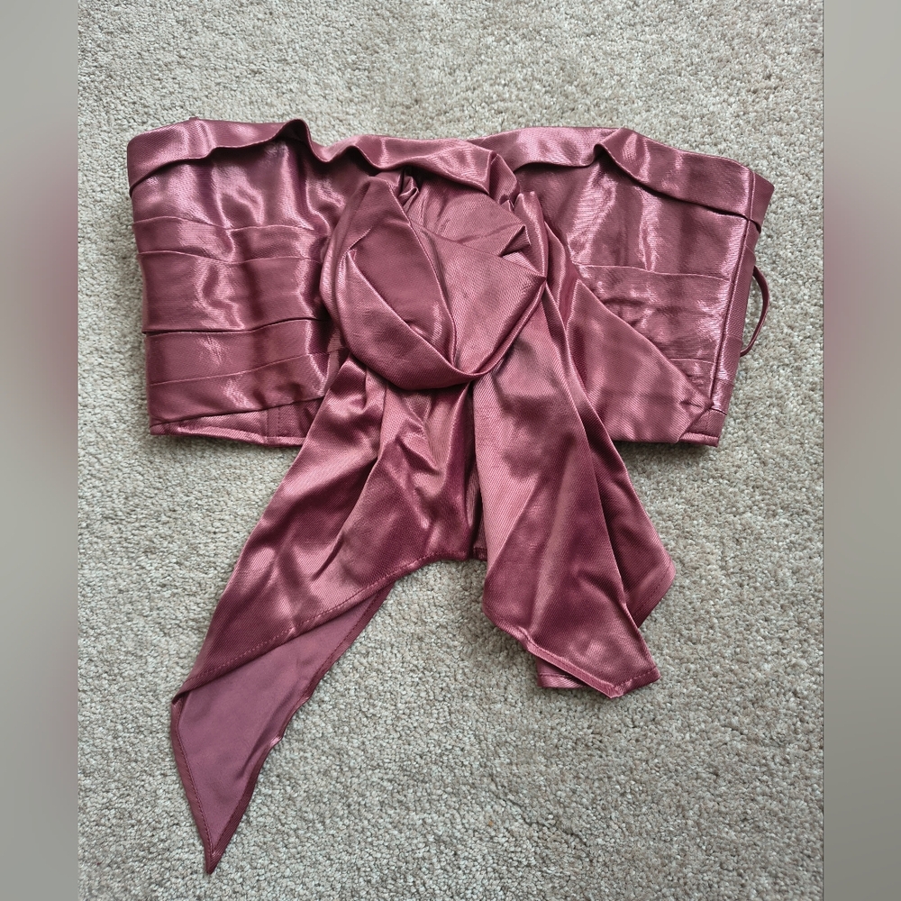 Fleur Du Mal Rosewood Luster Drape Bustier Bandeau Top Size 2